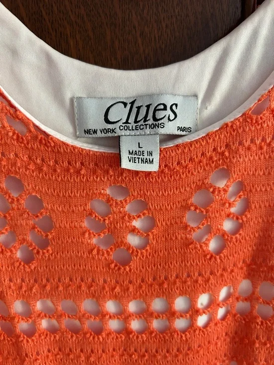 Sleeveless Crochet Bodycon Dress - Orange Maxi Length size Large - Picture 2 of 2